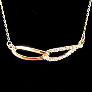 Rhinestone & gold tone links choker necklace